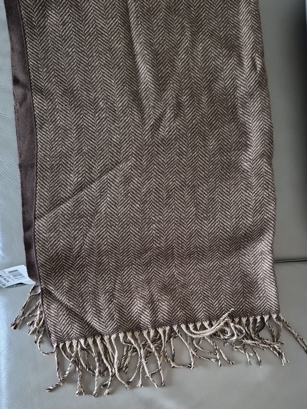 Charter Club Brown Herringbone Fringe Scarf